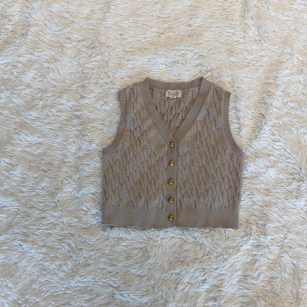 Cable Knit Button-Up Vest